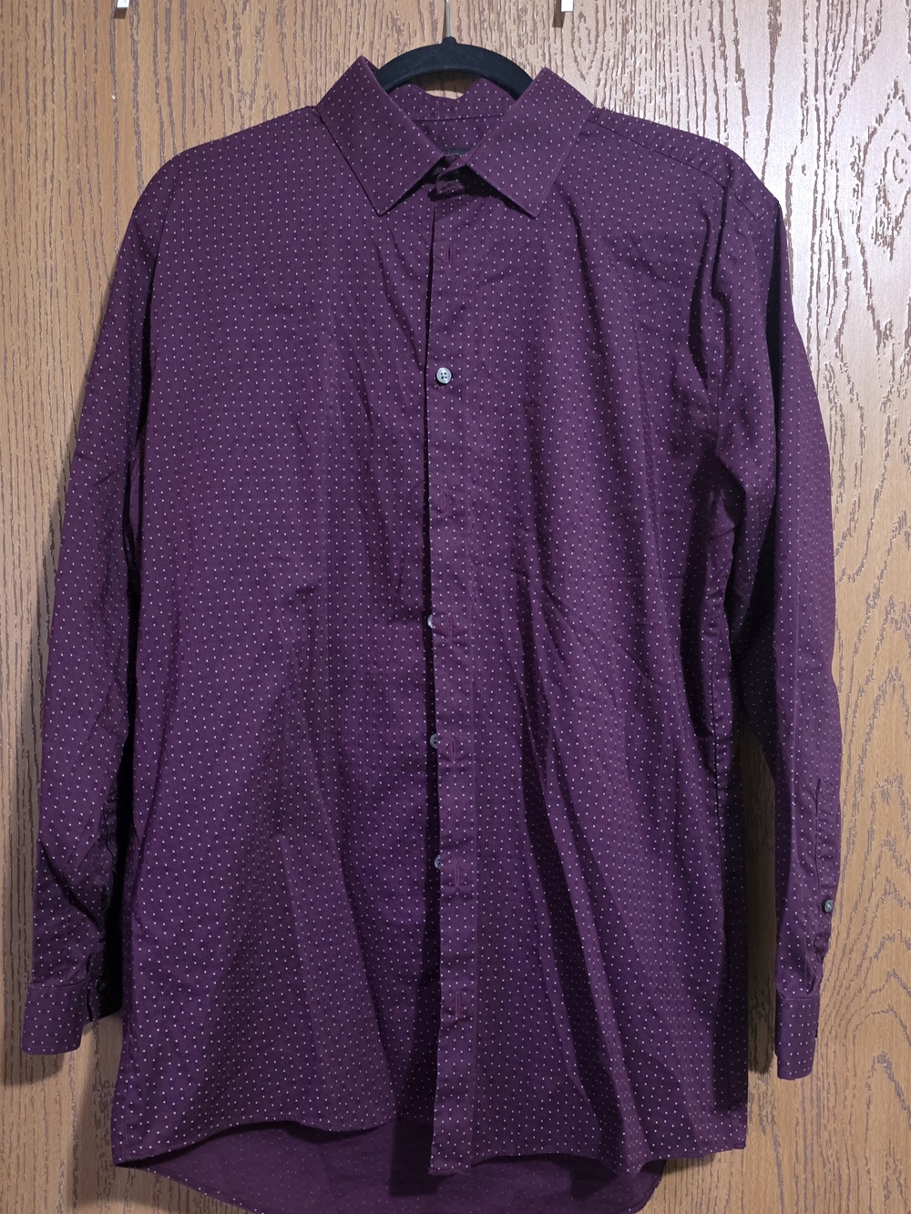 jf j.ferrar Men's Burgundy Dot Dress Shirt